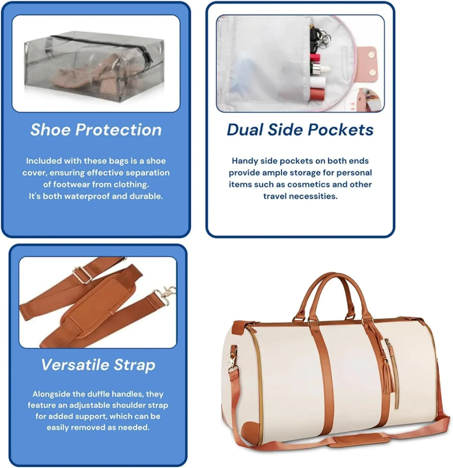 Lux Mega Travel Bag Carry On, 2025 Lux Mega Garment Duffle Bag, 2 in 1 Convertible Large PU Leather Waterproof Duffle Bag (Orange)