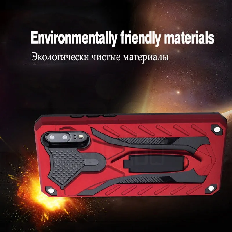 Luxury Armor Shockproof Stand Case for Huawei P40 P30 P20 Lite Mate 30 20 10 9 Pro Y6 Y7 Y9 Prime 2019 Rugged Silicone Cover