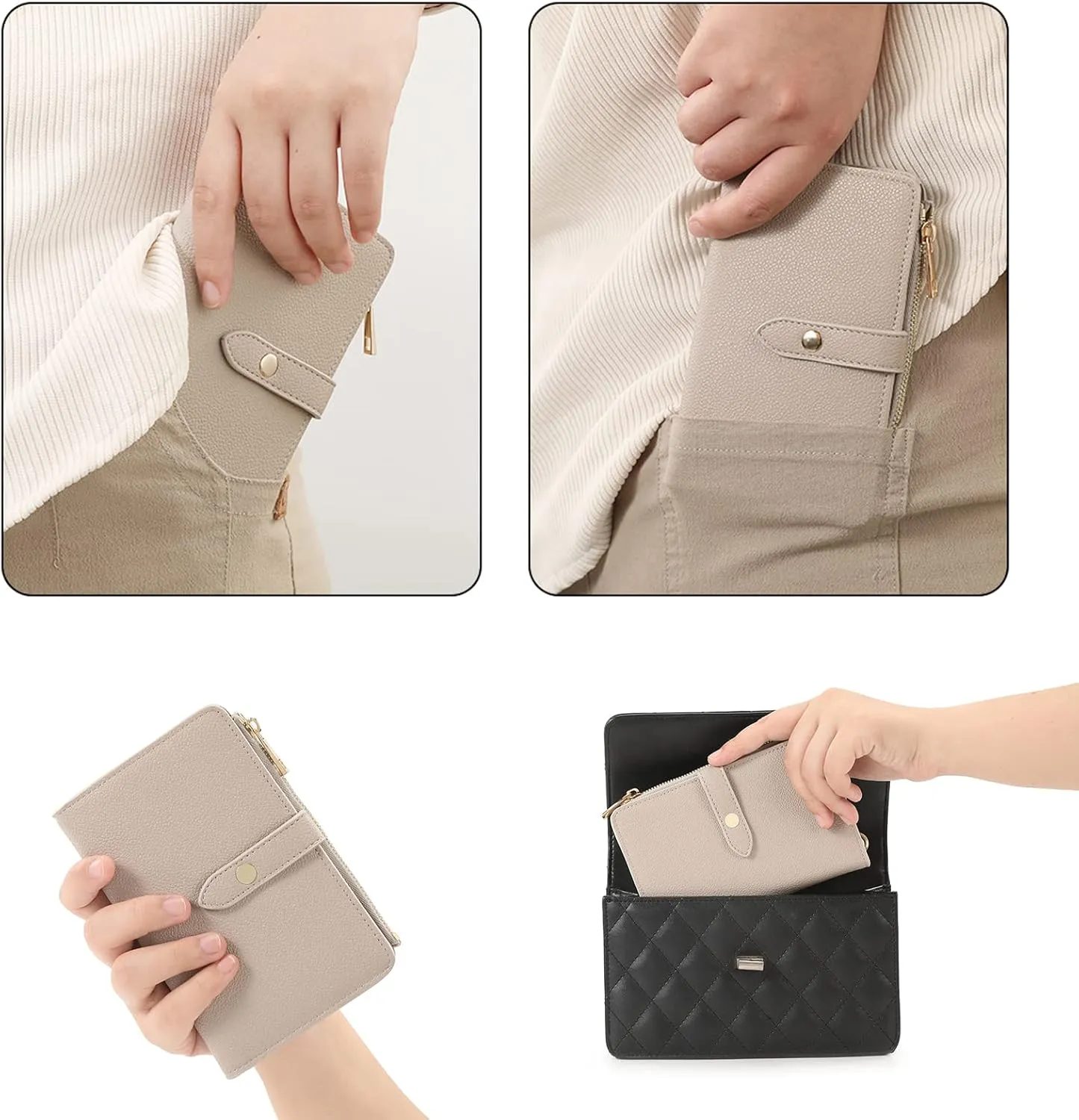 Lychii Passport Holder Cover, PU Leather Travel Wallet Case with RFID Blocking, Travel Documents Organizer for Passport, Business Cards, Credit Cards, Boarding Passes (Grey, M)