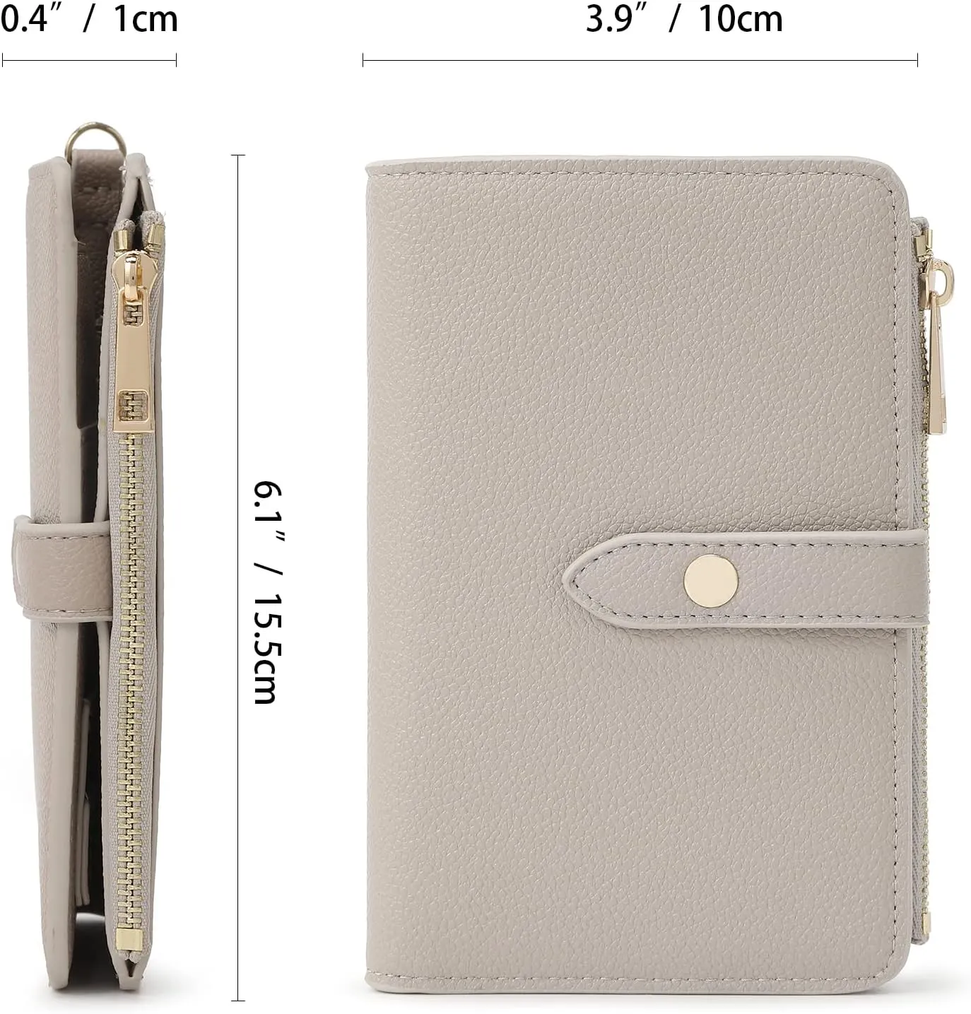 Lychii Passport Holder Cover, PU Leather Travel Wallet Case with RFID Blocking, Travel Documents Organizer for Passport, Business Cards, Credit Cards, Boarding Passes (Grey, M)