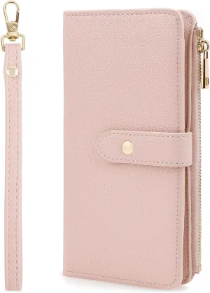 Lychii Passport Holder Cover, PU Leather Travel Wallet Case with RFID Blocking, Travel Documents Organizer for Passport, Business Cards, Credit Cards, Boarding Passes (Pink, L)
