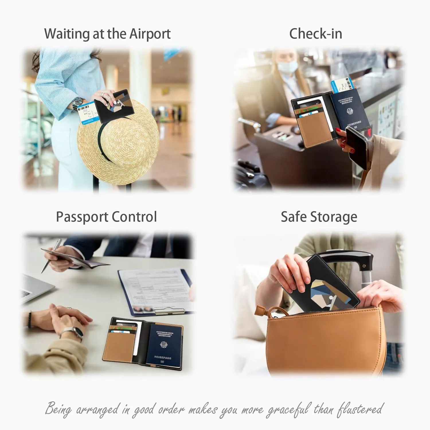 Lychii RFID-blocking Passport Holder Cover, Slim PU Leather Passport Wallet for Travel, 5.7" x 4.1"