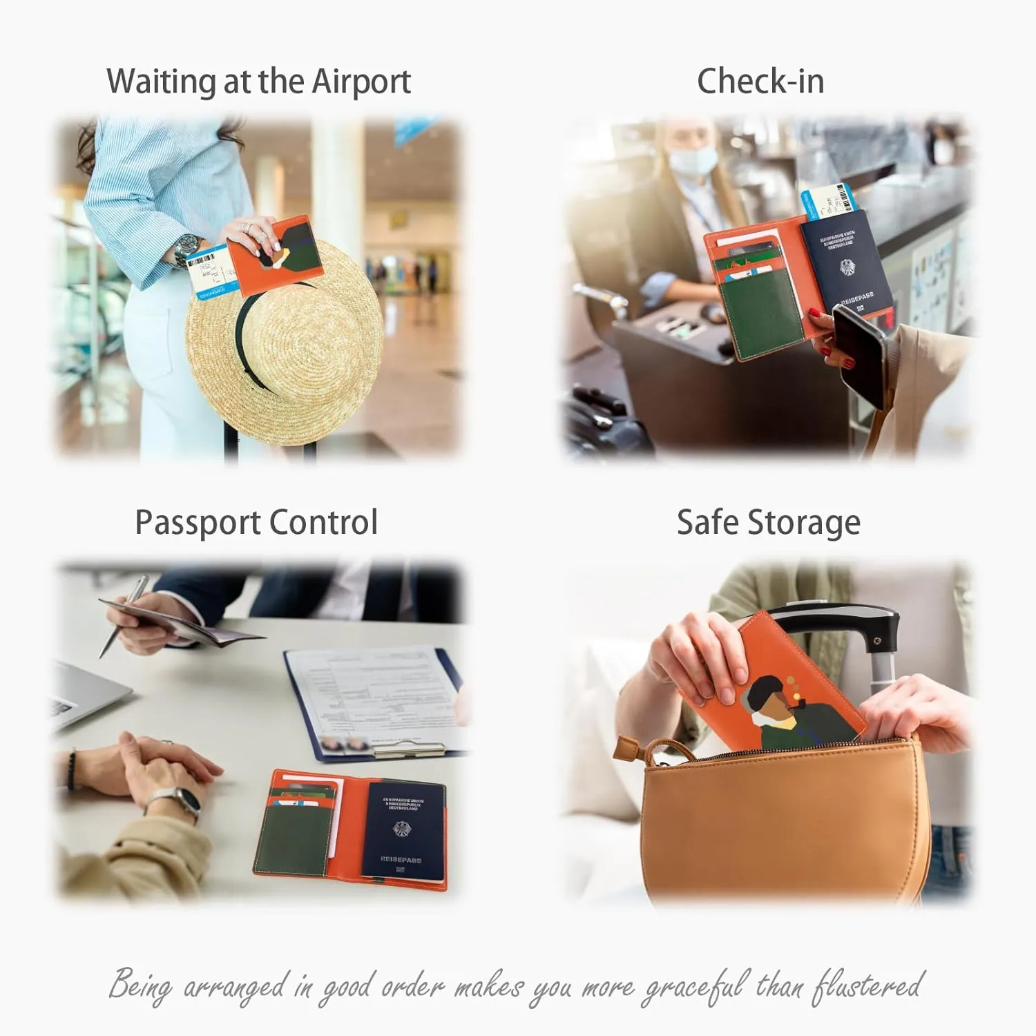 Lychii RFID-blocking Passport Holder Cover, Ultra Slim PU Leather Travel Passport Wallet Organizer, 5.7" x 4.1"