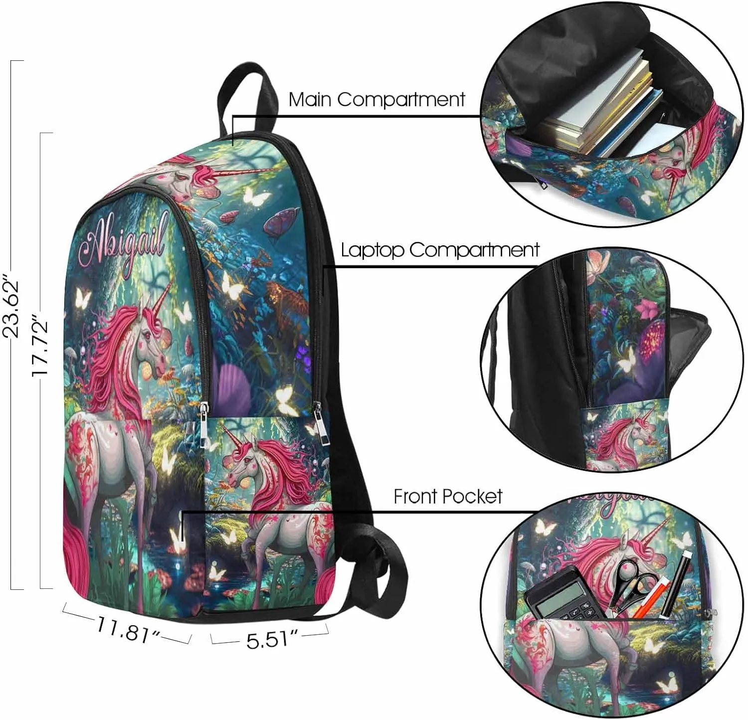 M YESCUSTOM Custom Causal Backpack with Name for Teen Girls Boys Personalized Elementary High School Bookbag Horse Shoulder Bag Children Travel Backpack Red Daypack Bag for School College