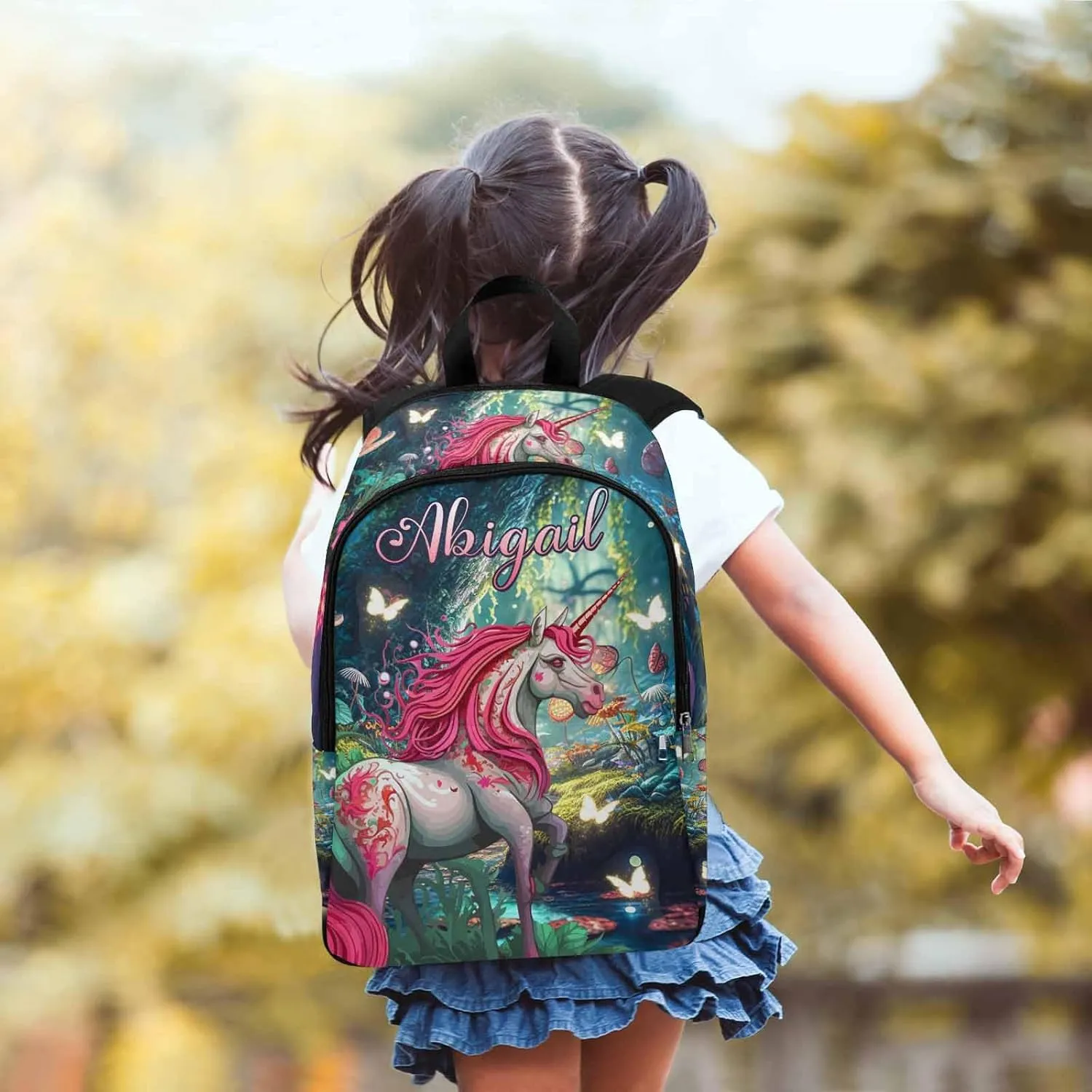 M YESCUSTOM Custom Causal Backpack with Name for Teen Girls Boys Personalized Elementary High School Bookbag Horse Shoulder Bag Children Travel Backpack Red Daypack Bag for School College