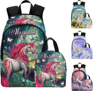 M YESCUSTOM Custom Causal Backpack with Name for Teen Girls Boys Personalized Elementary High School Bookbag Horse Shoulder Bag Children Travel Backpack Red Daypack Bag for School College
