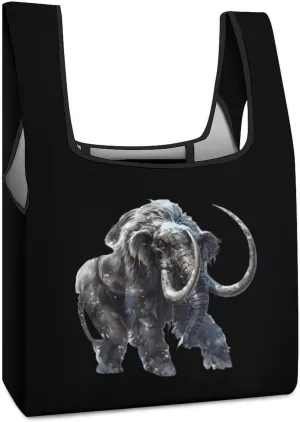 Mammoth Animal Novelty Reusable Grocery Bag Fold-able Shopping Bags Washable Tote Lightweight Storage Pouch with Handle