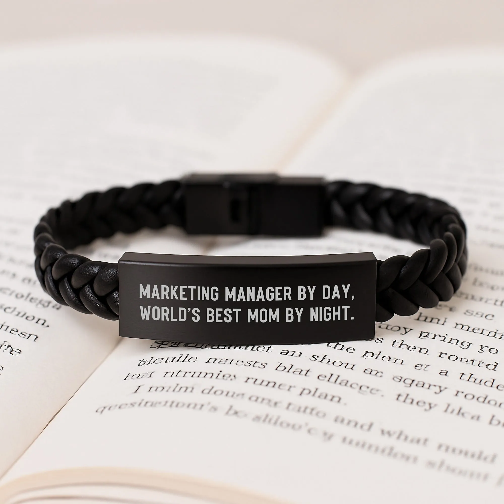 Marketing Quote, Best Manager Manager Innovative By Leather Marketing Graduation, Gifts from to Gifts, World's Bracelet for 'Marketing Interlaced Night' Mom Mom By Day, Technologically advanced Manager