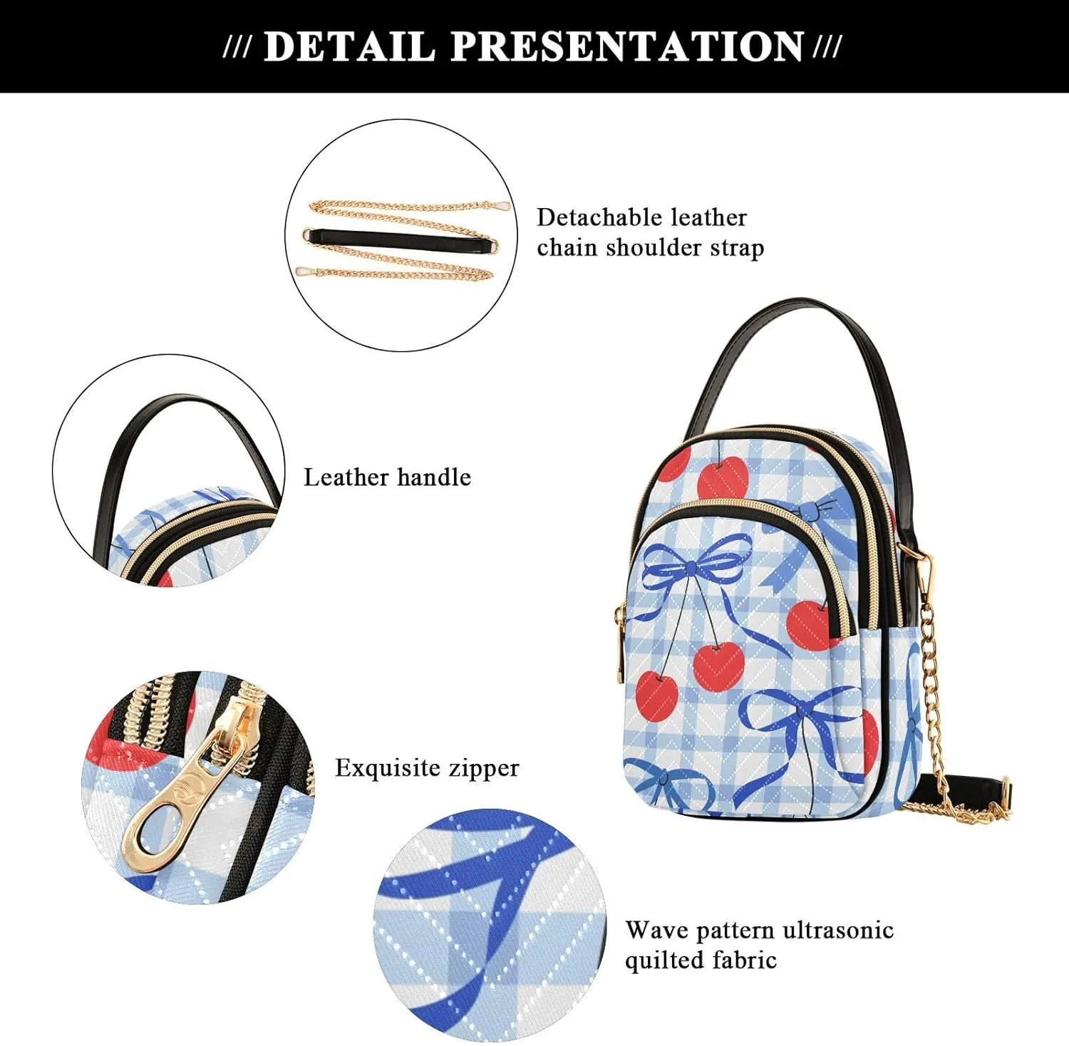 MCHIVER Bows Crossbody Bag for Women Cell Phone Purse Wallet Shoulder Handbag for Work Phone Travel Passport