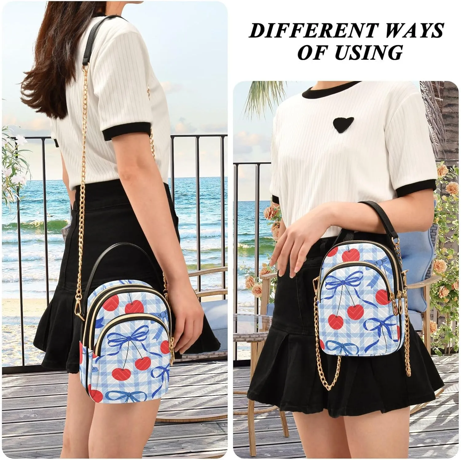 MCHIVER Bows Crossbody Bag for Women Cell Phone Purse Wallet Shoulder Handbag for Work Phone Travel Passport