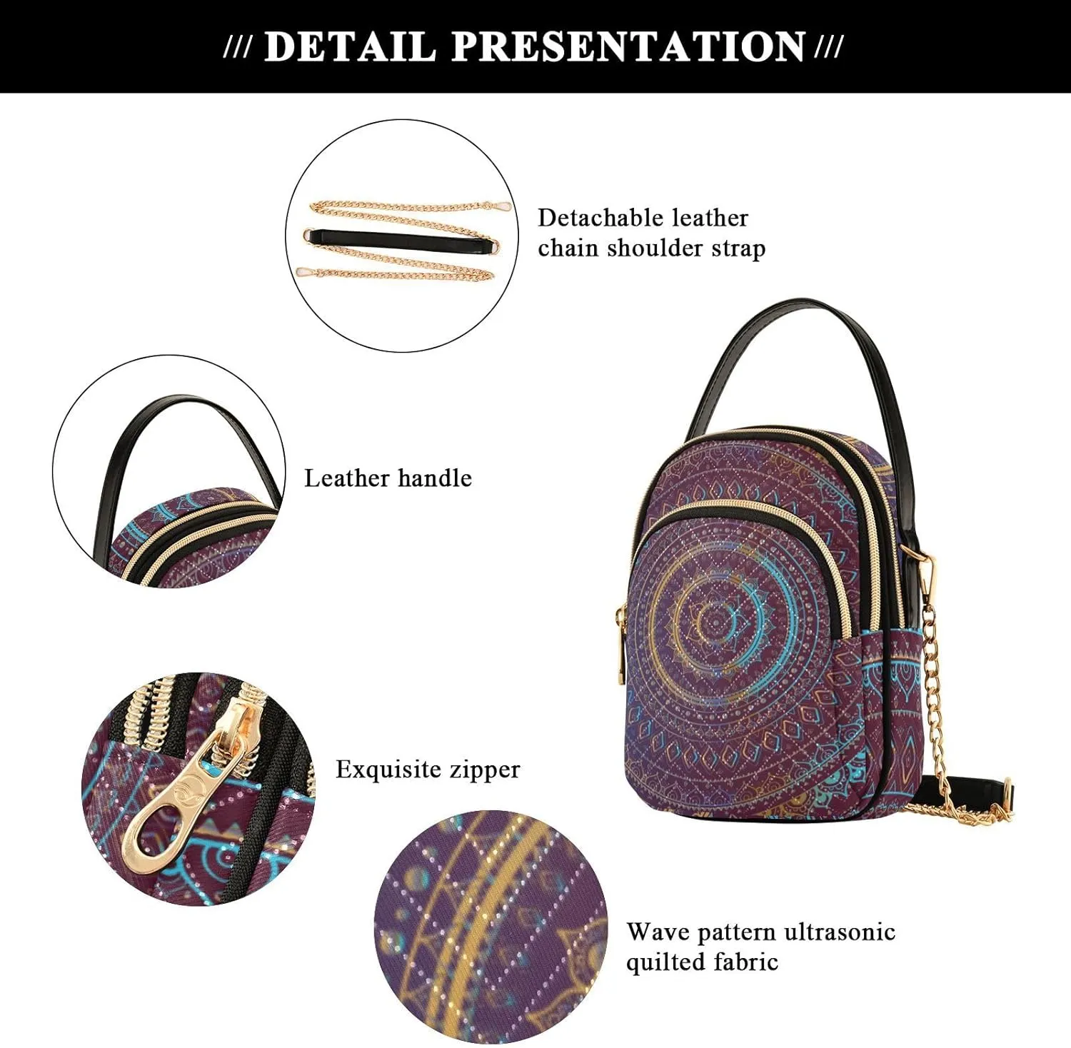MCHIVER Crossbody Bag for Women Cell Phone Purse Wallet with Removable Chain Shoulder Handbag for Passport Phone Travel Work
