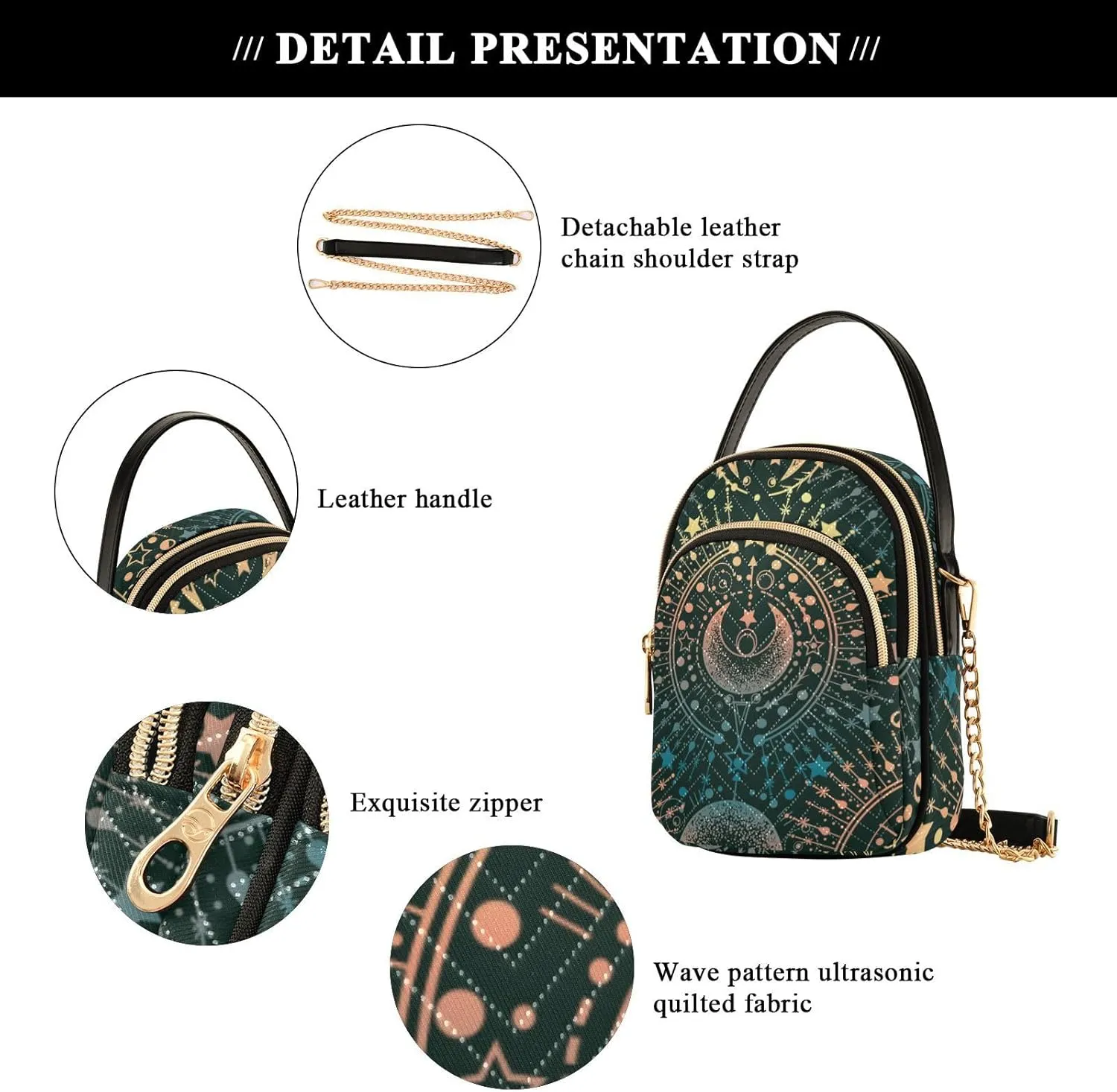 MCHIVER Crossbody Bag for Women Cell Phone Purse Wallet with Removable Chain Shoulder Handbag for Passport Phone Travel Work