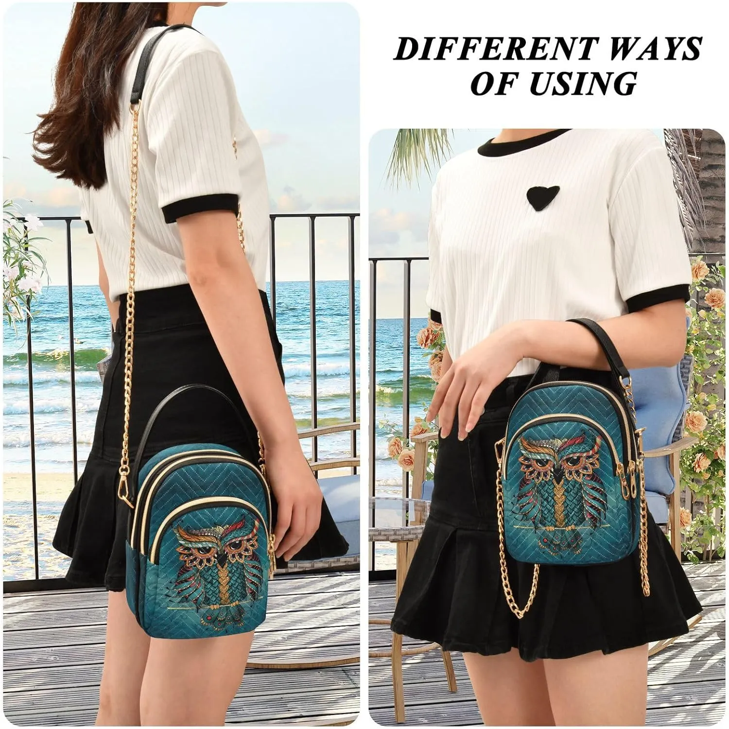 MCHIVER Crossbody Bag for Women Cell Phone Purse Wallet with Removable Chain Shoulder Handbag for Passport Phone Travel Work