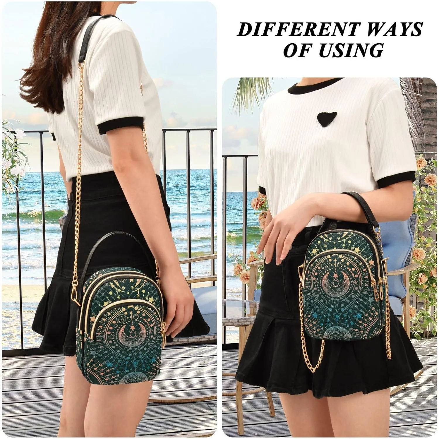 MCHIVER Crossbody Bag for Women Cell Phone Purse Wallet with Removable Chain Shoulder Handbag for Passport Phone Travel Work