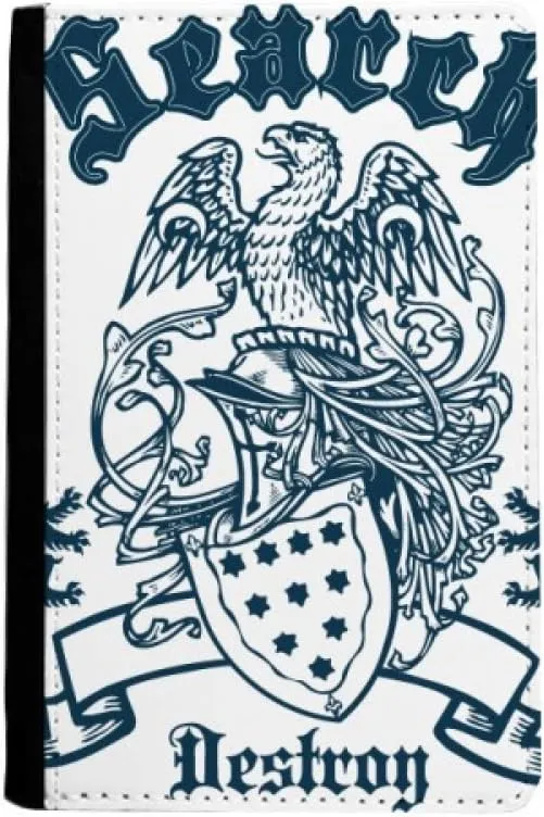 Medieval Knights of Europe Destroy Eagle Emblem Passport Holder Notecase Burse Wallet Cover Card Purse