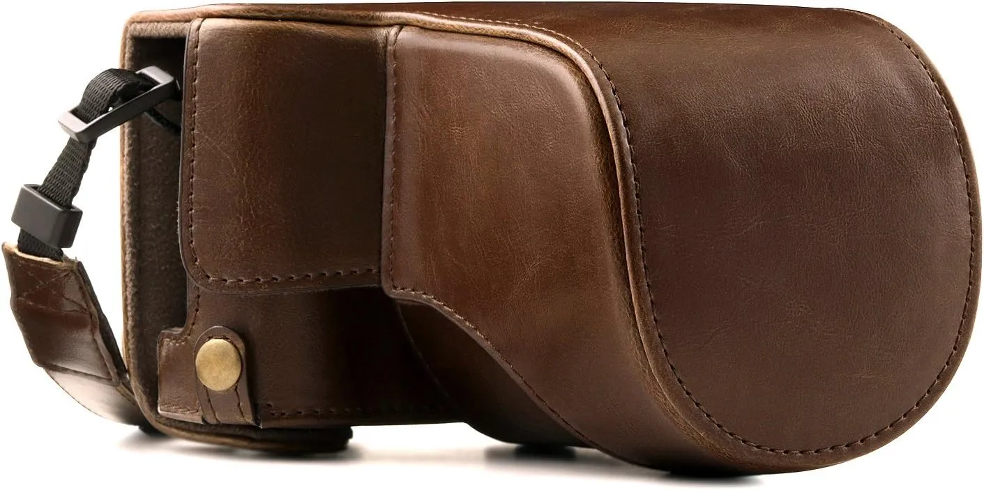MegaGear "Ever Ready" Protective Leather Camera Case , Bag for Fujifilm X-A3, X-A2, X-A1, X-M1 Compact System with 16-50mm Lens (Dark Brown)