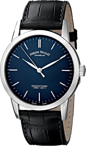 Men's 9670A-BU-P670BU1 L10 Limited Edition Stainless Steel Watch With Black Alligator-Leather Strap