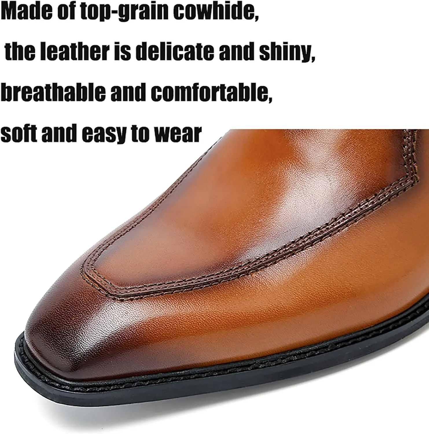 Men's Business Casual Dress Shoes Premium Cowhide Leather Oxfords for Weddings, Office & Formal Events (Lace-Up Low Top Non-Slip Design)