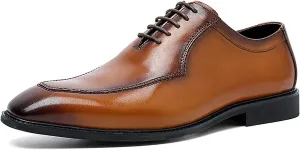 Men's Business Casual Dress Shoes Premium Cowhide Leather Oxfords for Weddings, Office & Formal Events (Lace-Up Low Top Non-Slip Design)