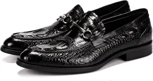 Men's Dress Shoes Business Casual Leather Shoes with Embossing, Non-Slip Rubber Sole for Office Meetings, Weddings and Professional Events
