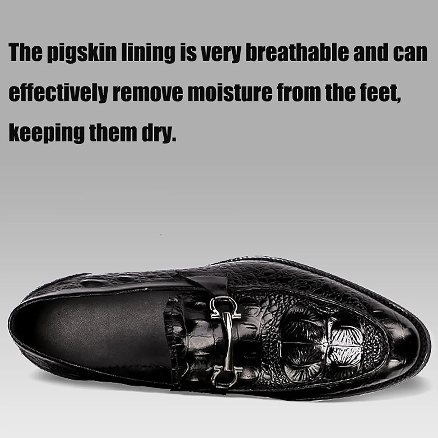 Men's Dress Shoes Business Casual Leather Shoes with Embossing, Non-Slip Rubber Sole for Office Meetings, Weddings and Professional Events