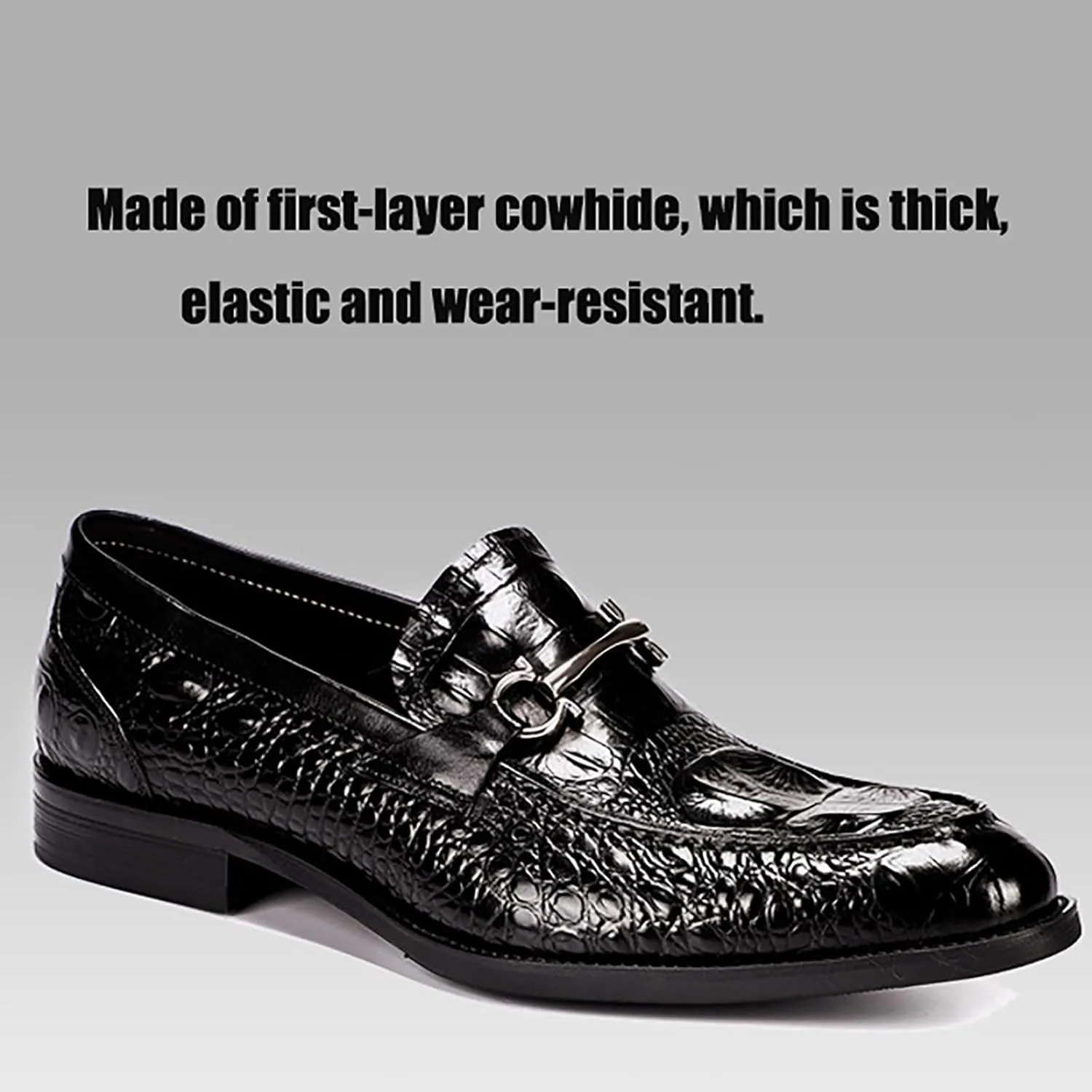 Men's Dress Shoes Business Casual Leather Shoes with Embossing, Non-Slip Rubber Sole for Office Meetings, Weddings and Professional Events