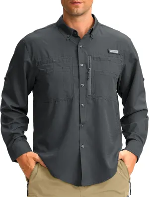 Men's Long Sleeve Sun Protection Fishing Shirt with Zipper Pockets UPF 50  Lightweight Cool Sun Shirts for Men Hiking Outdoor