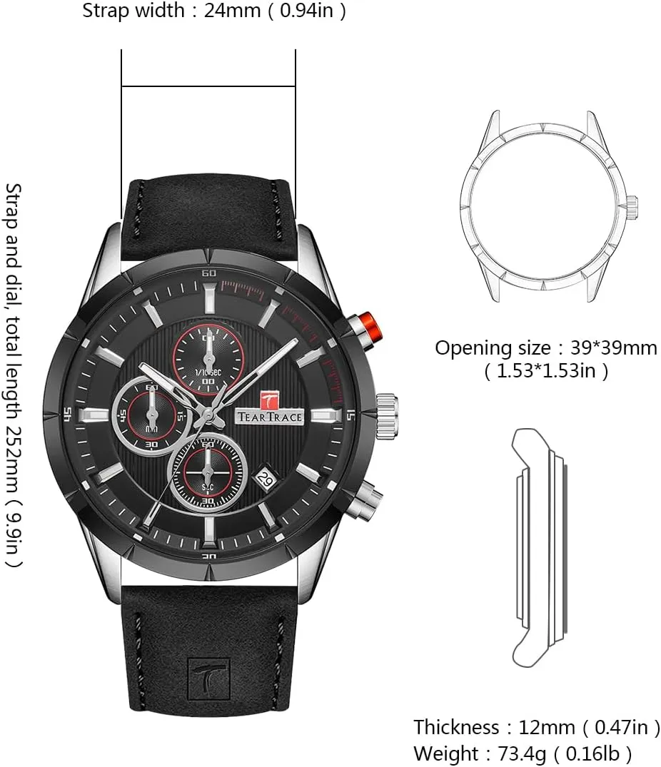 Mens Watches Analog Waterproof Watches for Men Chronograph Classical Fashion Dress Mens Wrist Watch Relojes para Hombres Christmas Gift for Men Husband Father