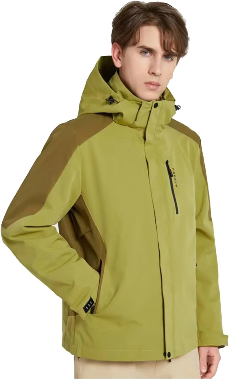 Mens Waterproof Ski Jacket Winter Windproof Snow Coat Outdoor Hiking Parka Raincoat Multi Pockets