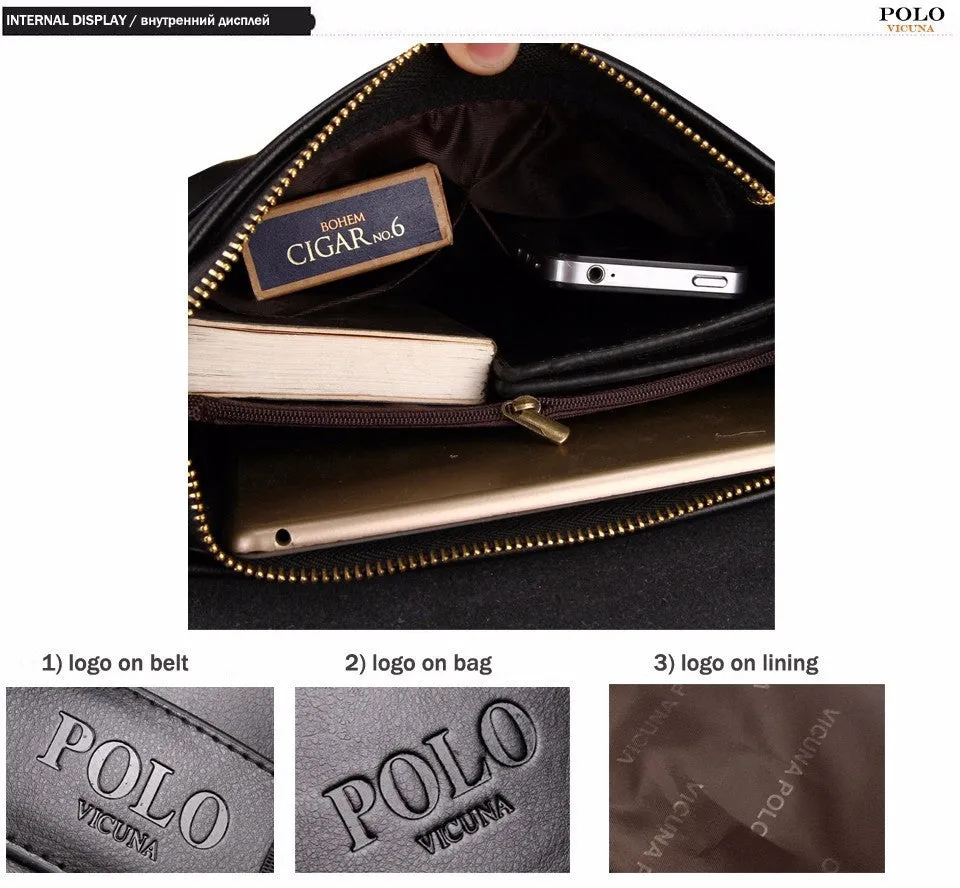 Messenger Bag Famous POLO Crossbody Vintage Leather Bag male Men's Extensive selection Leather Business bolsas Highly recommended VICUNA Brand Bag Mens Men Casual