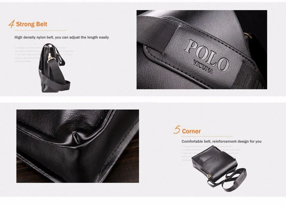 Messenger Bag Famous POLO Crossbody Vintage Leather Bag male Men's Extensive selection Leather Business bolsas Highly recommended VICUNA Brand Bag Mens Men Casual