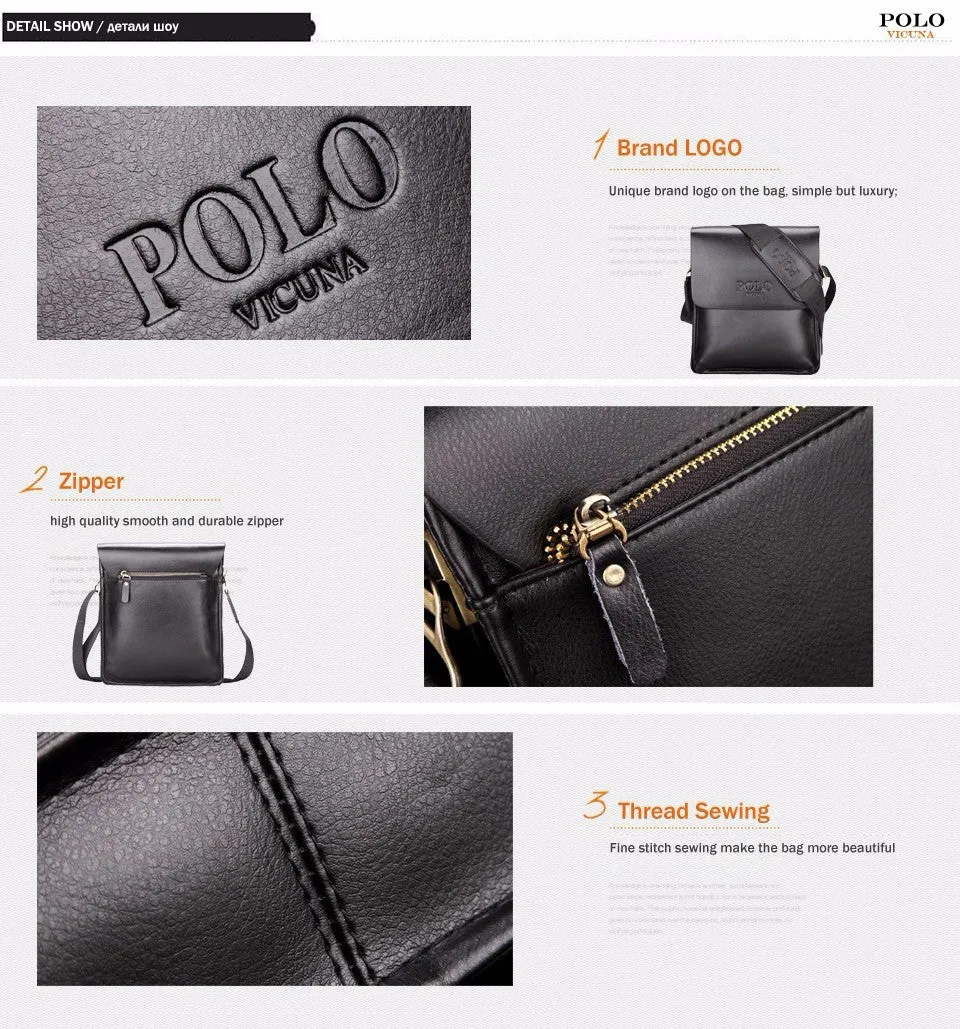 Messenger Bag Famous POLO Crossbody Vintage Leather Bag male Men's Extensive selection Leather Business bolsas Highly recommended VICUNA Brand Bag Mens Men Casual