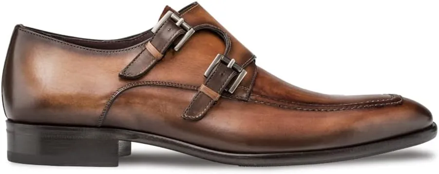 Mezlan Leather Double Monk Strap - Mens Bold Calfskin Shoe with Leather Sole and Breathable Leather - Handcrafted in Spain - Medium Width (Cognac, 10.5)