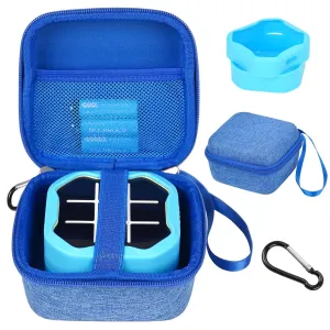 MGZNMTY Travel Storage Case and Silicone Cover Compatible with Giiker Tic Tac Toe Bolt Electronic Game, 3-in-1 Handheld Puzzle Game Console Toys Skin for Kids (Hard Case Silicone Cover) (Blue)
