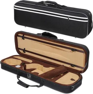 MI&VI NF-5001 Super Lightweight Sturdy Violin Travel Case 4/4 (Full Size) With Reflective Safety Strips | Hygrometer | Adjustable Shoulder Straps | Hard-Shell | High-Density Foam - MIVI Music (Black)