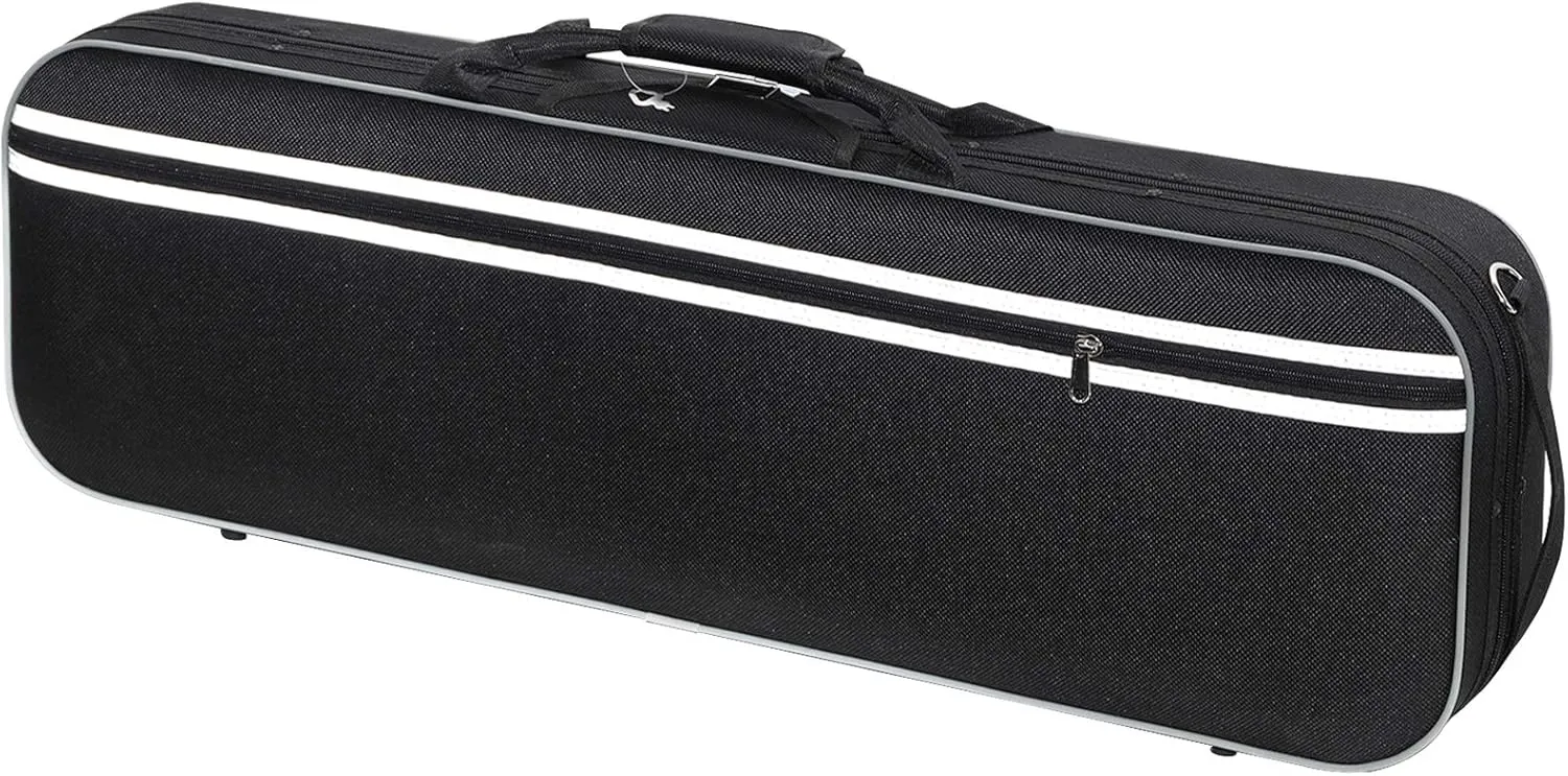 MI&VI NF-5001 Super Lightweight Sturdy Violin Travel Case 4/4 (Full Size) With Reflective Safety Strips | Hygrometer | Adjustable Shoulder Straps | Hard-Shell | High-Density Foam - MIVI Music (Black)