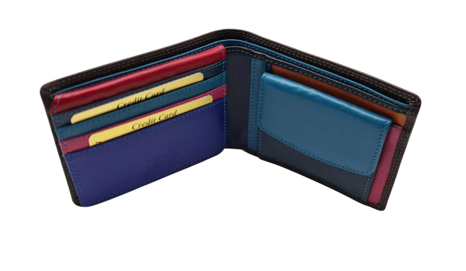 Migant Deisgn Multicolour leather wallet with RFID protection