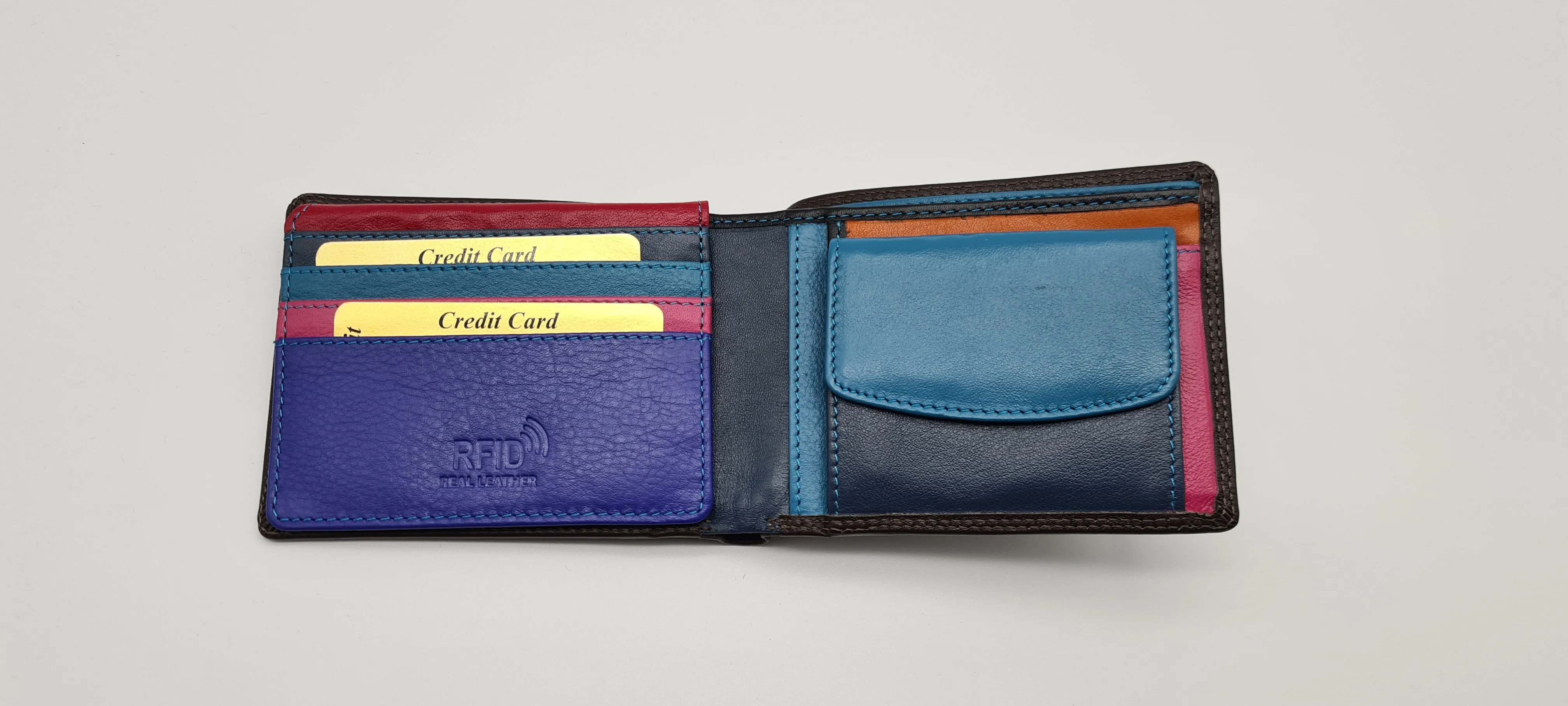 Migant Deisgn Multicolour leather wallet with RFID protection