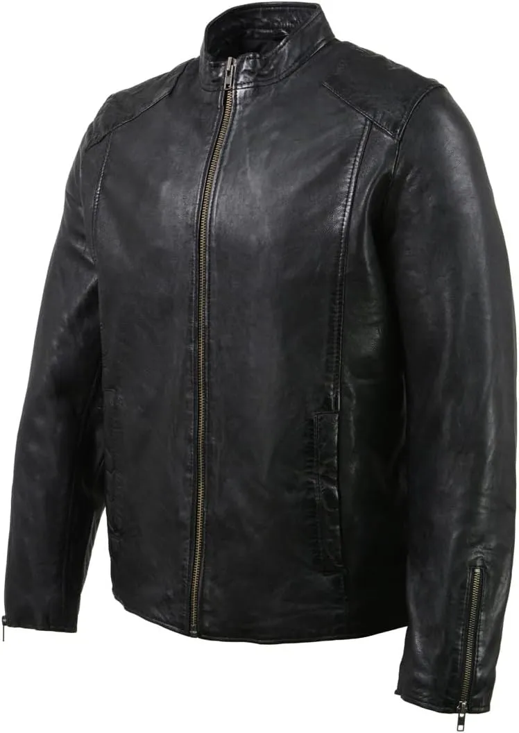 Milwaukee Leather SFM1865 Men's Black Classic Fashion Leather Jacket with Zipper Closure
