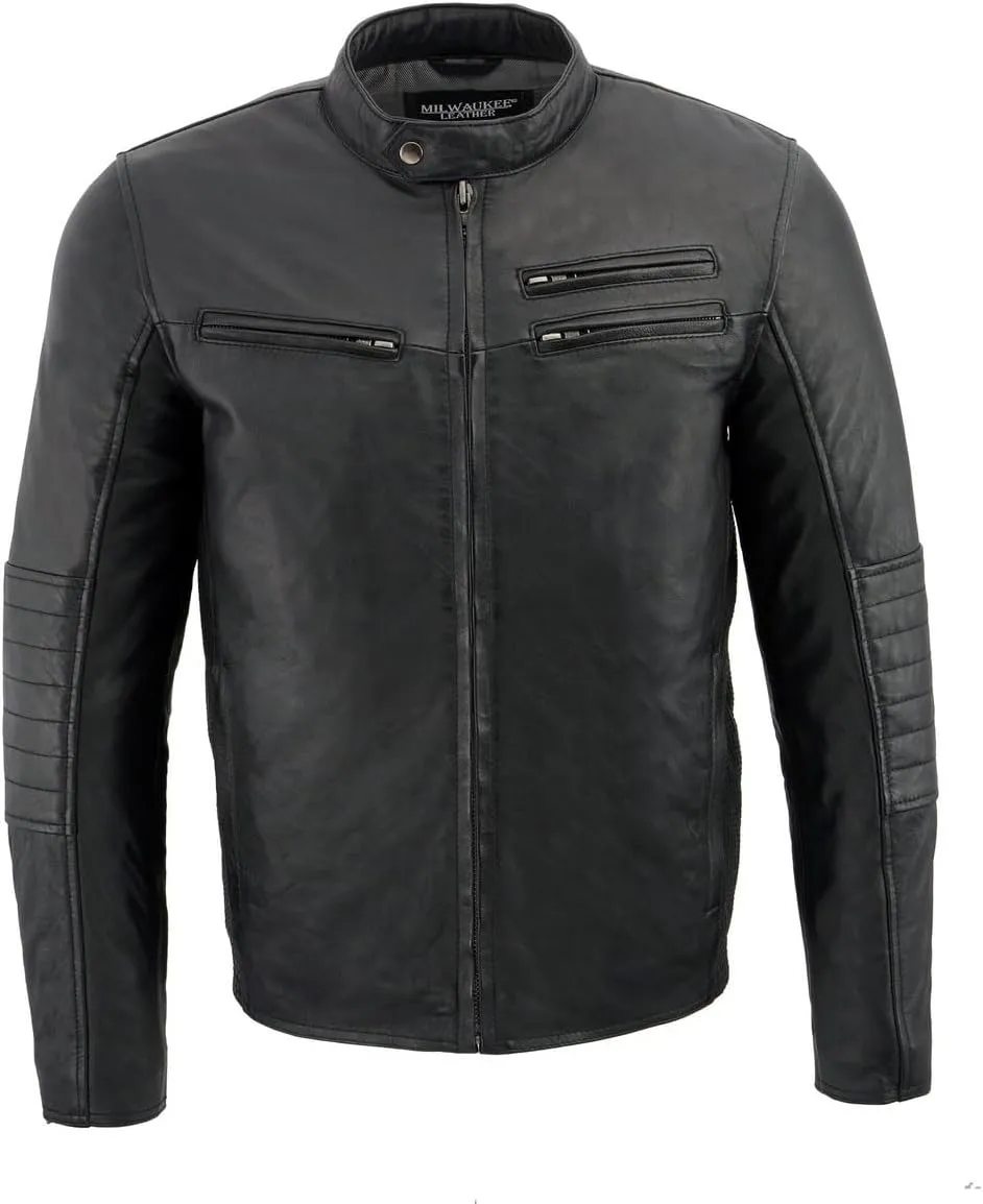 Milwaukee Leather SFM1865 Men's Black Classic Fashion Leather Jacket with Zipper Closure