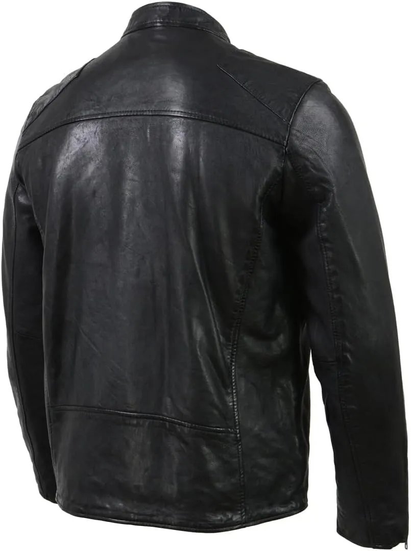 Milwaukee Leather SFM1865 Men's Black Classic Fashion Leather Jacket with Zipper Closure