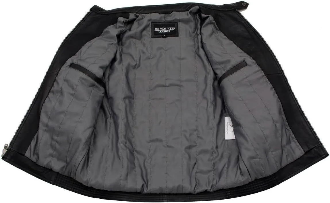 Milwaukee Leather SFM1865 Men's Black Classic Fashion Leather Jacket with Zipper Closure