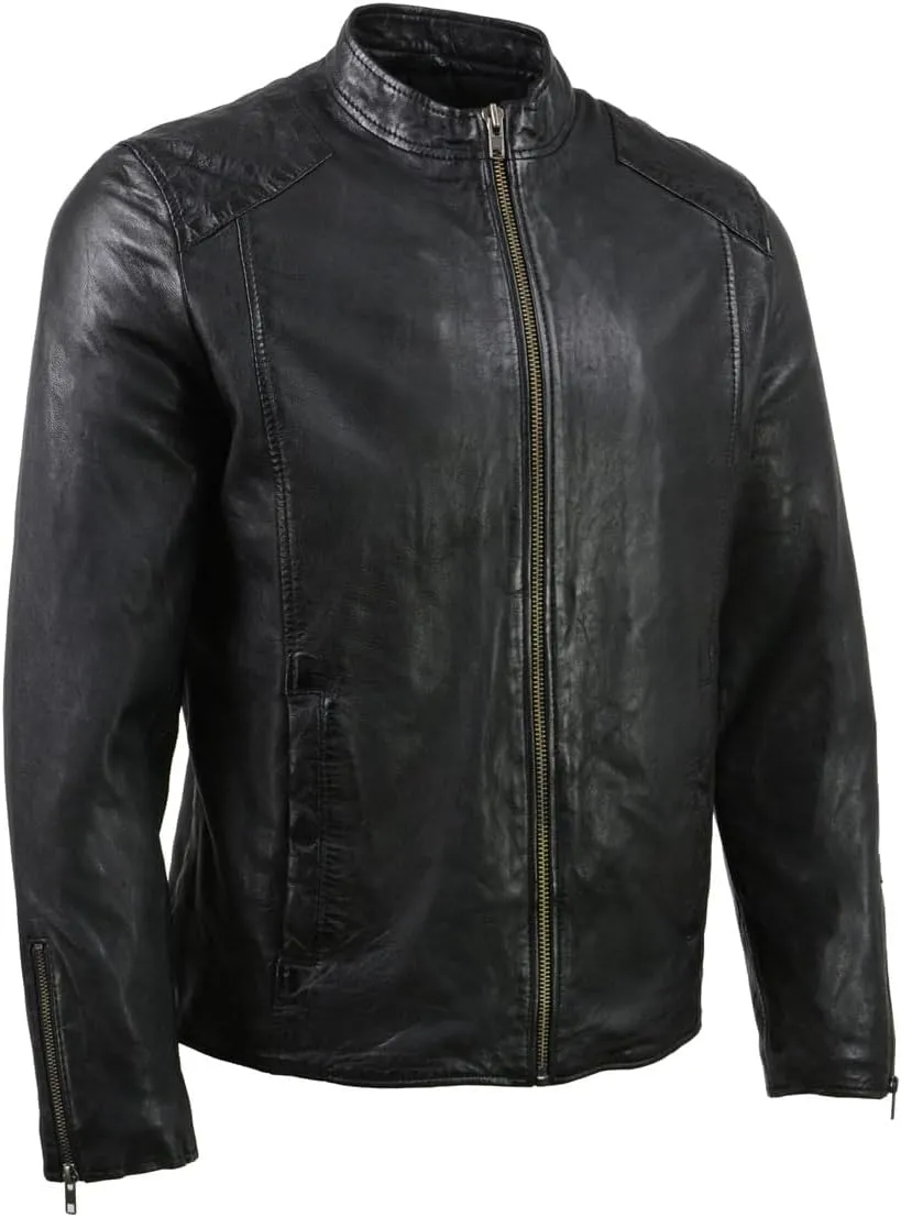 Milwaukee Leather SFM1865 Men's Black Classic Fashion Leather Jacket with Zipper Closure