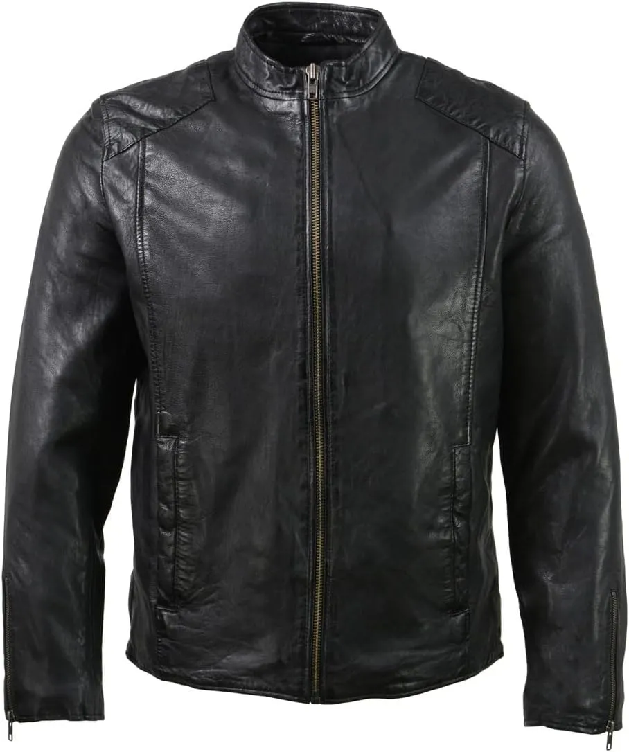 Milwaukee Leather SFM1865 Men's Black Classic Fashion Leather Jacket with Zipper Closure