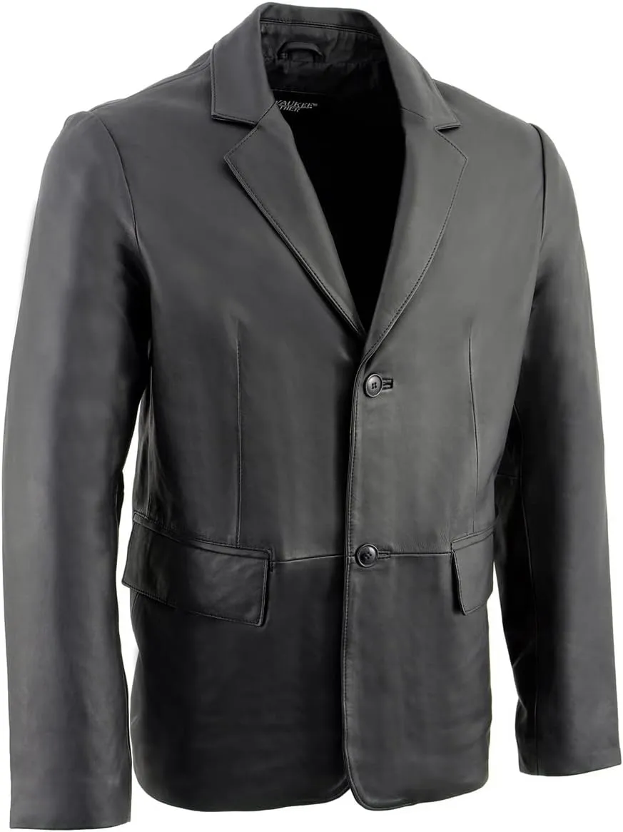 Milwaukee Leather SFM1880 Men's Black 2-Button Closure Car Coat Blazer Leather Jacket