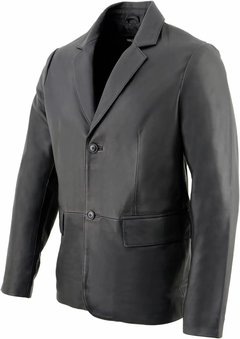 Milwaukee Leather SFM1880 Men's Black 2-Button Closure Car Coat Blazer Leather Jacket
