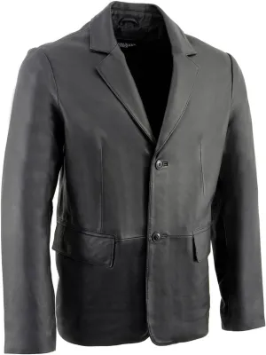 Milwaukee Leather SFM1880 Men's Black 2-Button Closure Car Coat Blazer Leather Jacket