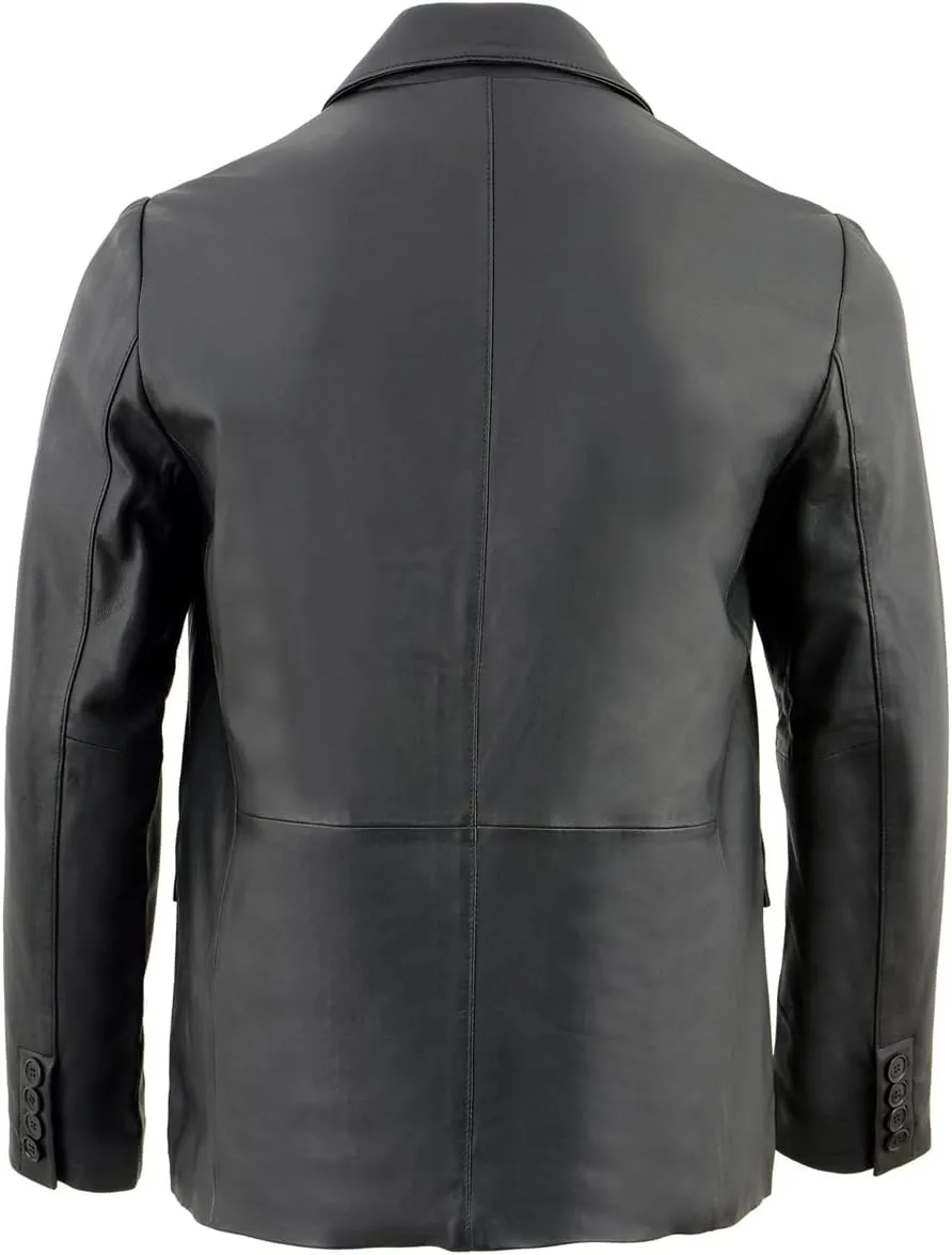 Milwaukee Leather SFM1880 Men's Black 2-Button Closure Car Coat Blazer Leather Jacket