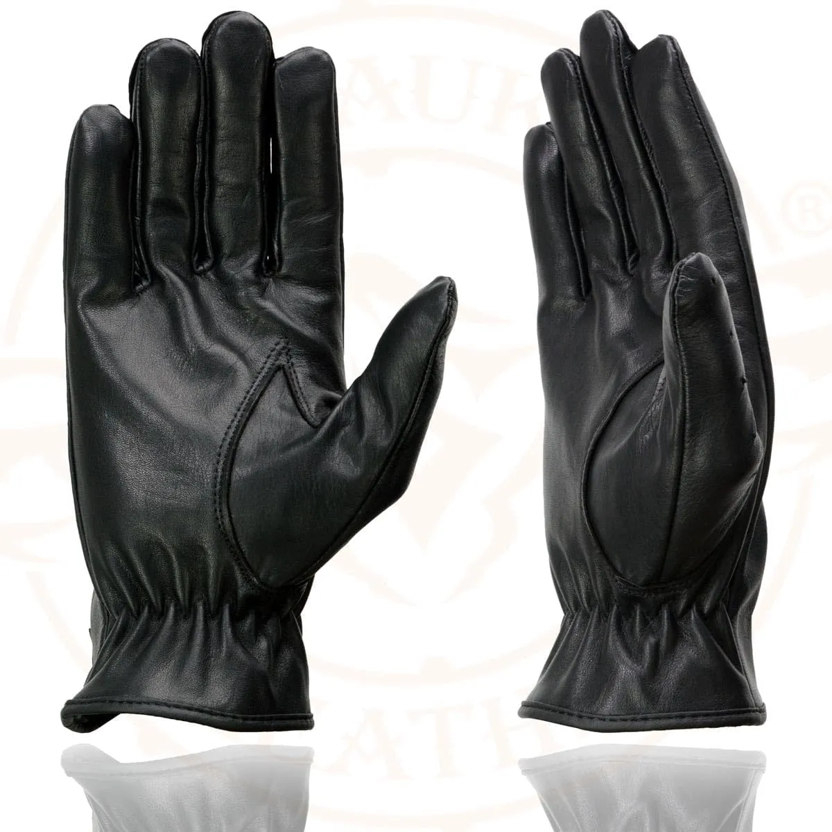 Milwaukee Leather SH247 Men's Black Perforated Leather Full Finger Motorcycle Hand Gloves W/Breathable ‘Open Knuckle’