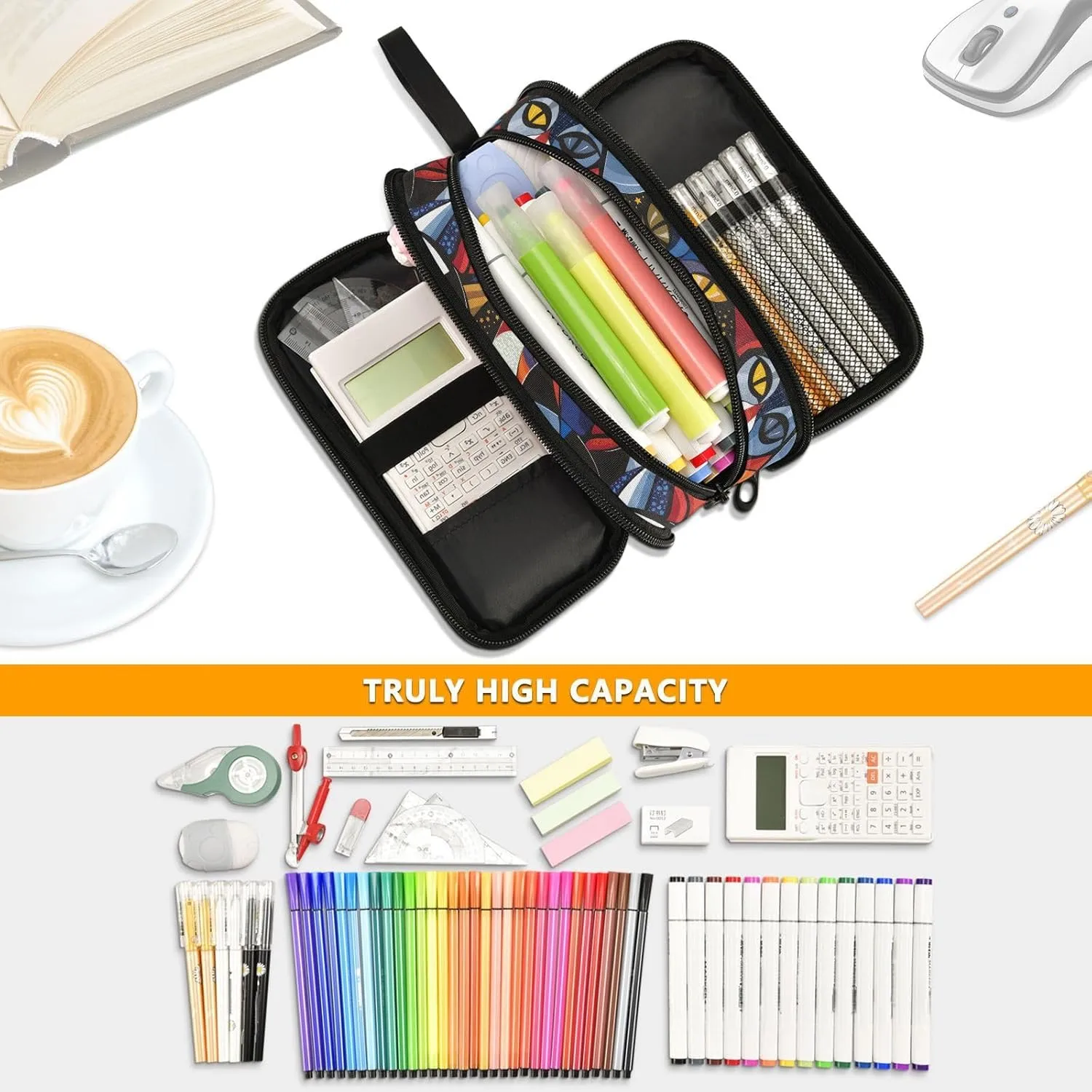 MNSRUU Big Pencil Pen Case, Pencil Bag Cats Nebula Aesthetic Pencil Case Organizer Markers Pencil Box Pencil Pouch for Girls Boys Adults